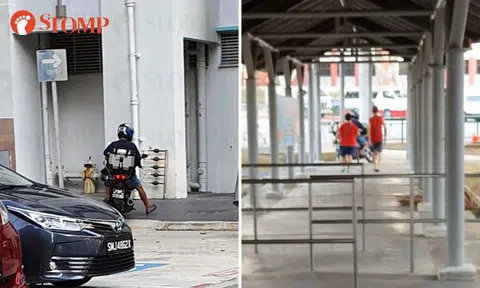 Motorcyclist rides through Hougang void deck to avoid parking fees