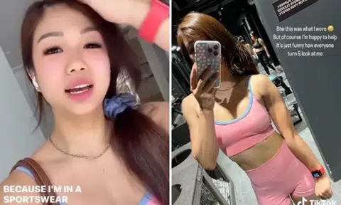 Woman in gym attire puts her strength training to use as she helps carry unwell passenger off train