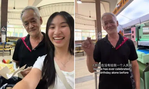 temasek poly student celebrates canteen uncle’s birthday