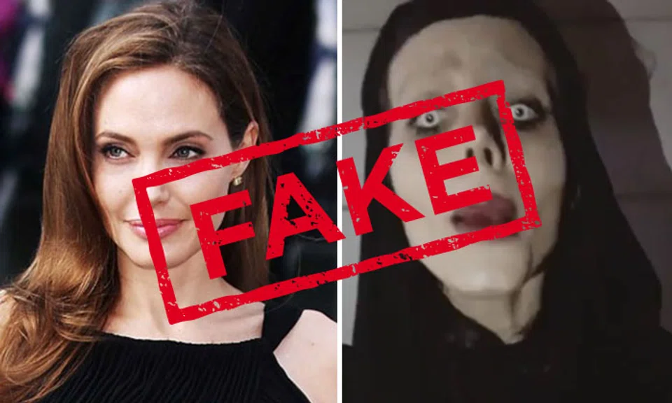 A comparison of Angeline Jolie (left) and a doctored photo of Sahar Tabar (right).