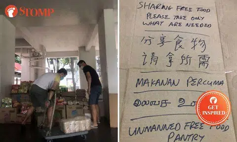 Men brave heavy rain to set up Unmanned Free Food Pantry for West Coast residents