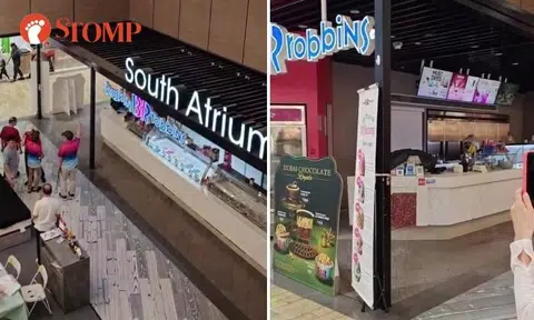 It's raining in Baskin-Robbins as Northpoint City mall affected by heavy downpour in Yishun