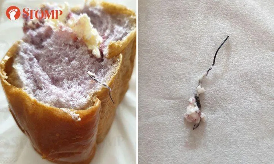 Woman finds potential 'choking hazard' in bread from Tampines bakery she bought for her young kids