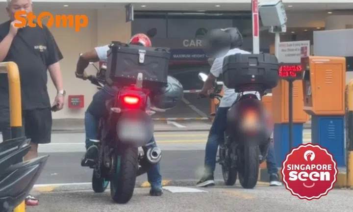 Motorcyclists exit Circular Road carpark together to evade parking charges ‘in full view of public’