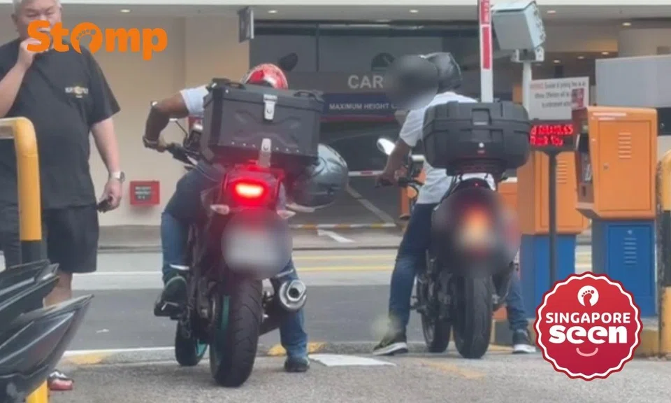 Motorcyclists exit Circular Road carpark together to evade parking charges ‘in full view of public’