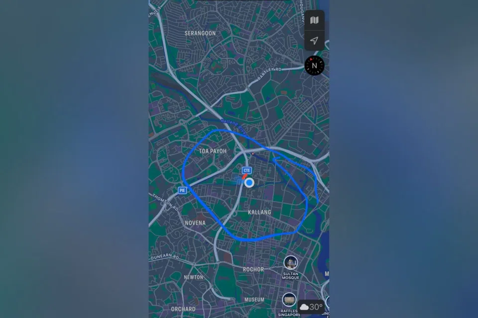 Search efforts were concentrated around 6 Mar Thoma Road, with the red line in the image marking Kiko's last confirmed location. PHOTO: COURTESY OF MATTHEW TEH