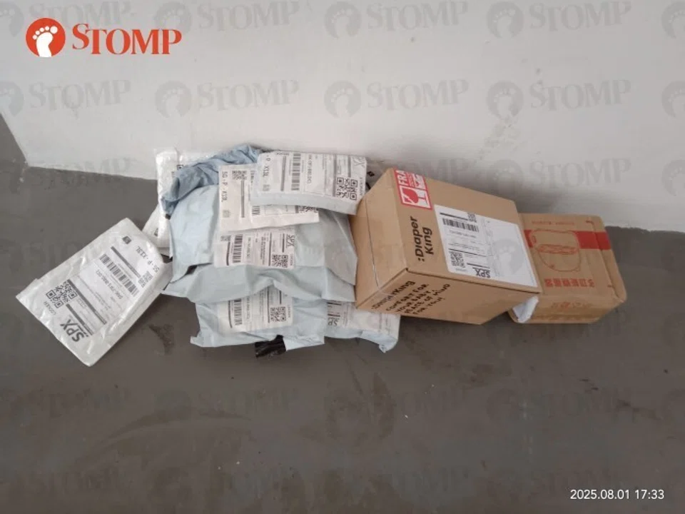 Parcels with SPX Express stickers on them.