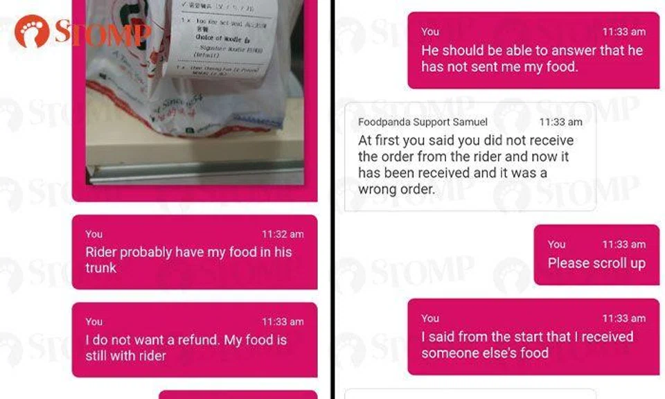 Woman orders food via Foodpanda but receives wrong order from GrabFood instead