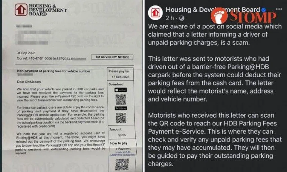 The HDB letter and Facebook post.