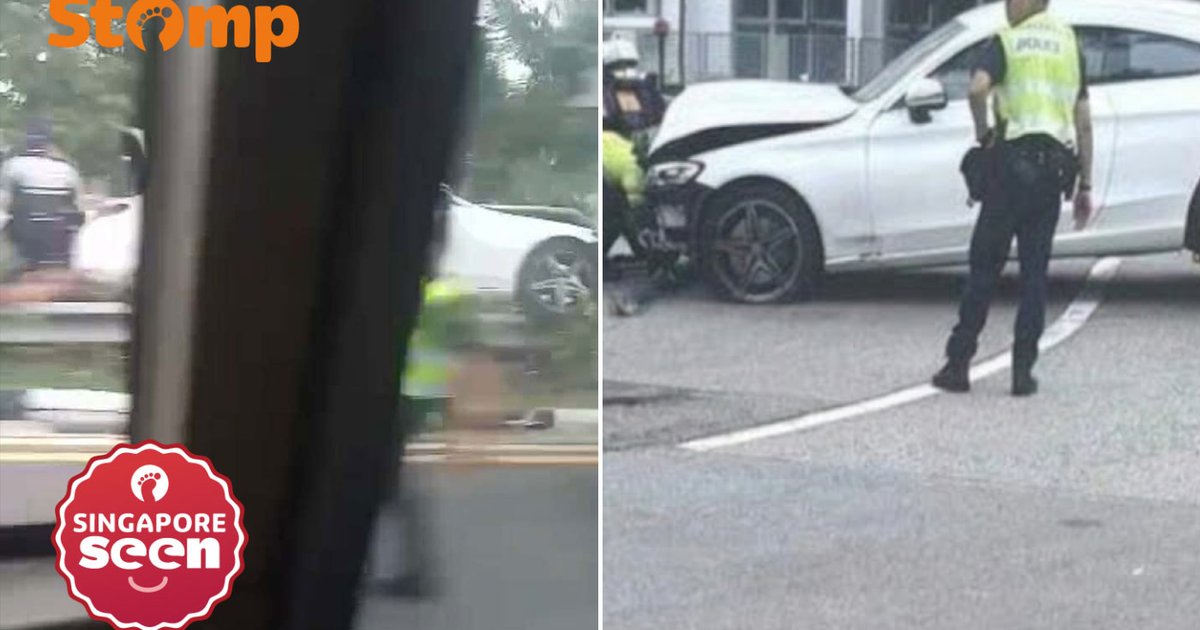 Merc driver, 33, arrested for suspected drug offences after car crashes into lamppost in Geylang