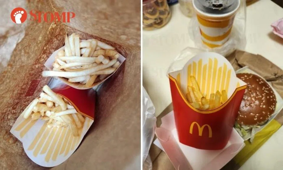 Stomper finds his half full McDonald's fries 'a bit ridiculous': 'Cost-cutting also not like this leh'