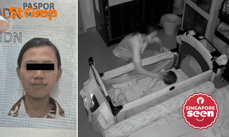 Indonesian maid caught on video treating baby roughly, slamming child's head into cot