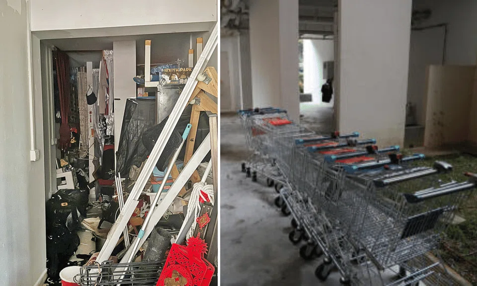 Residents in Bedok North have complained that an elderly man living alone has filled his seventh-floor flat and the ground floor with hoarded items. 