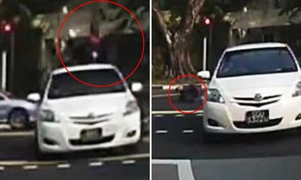 Biker sent flying after crashing into turning car at Serangoon Avenue 3