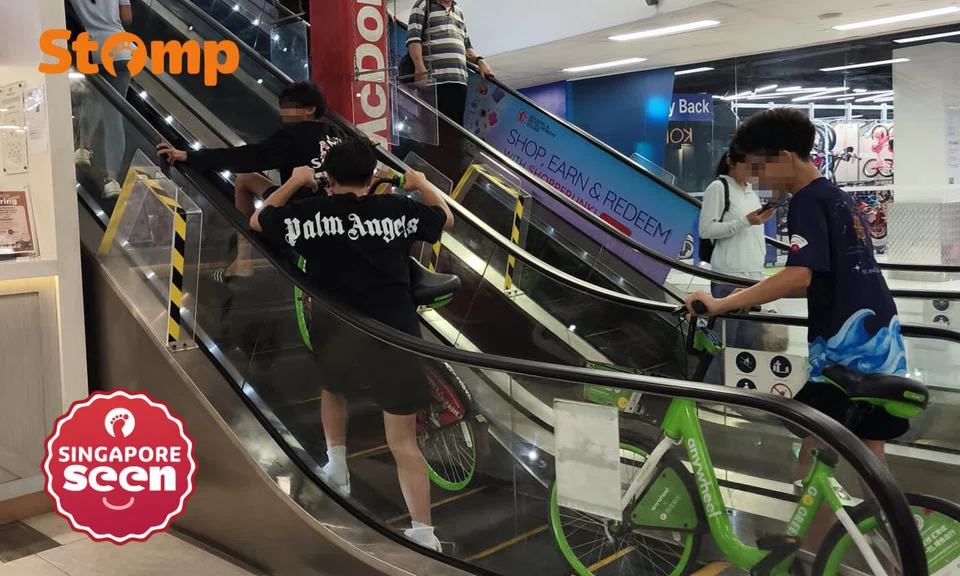 Anywheel bicycles, escalator incident, Northshore Plaza