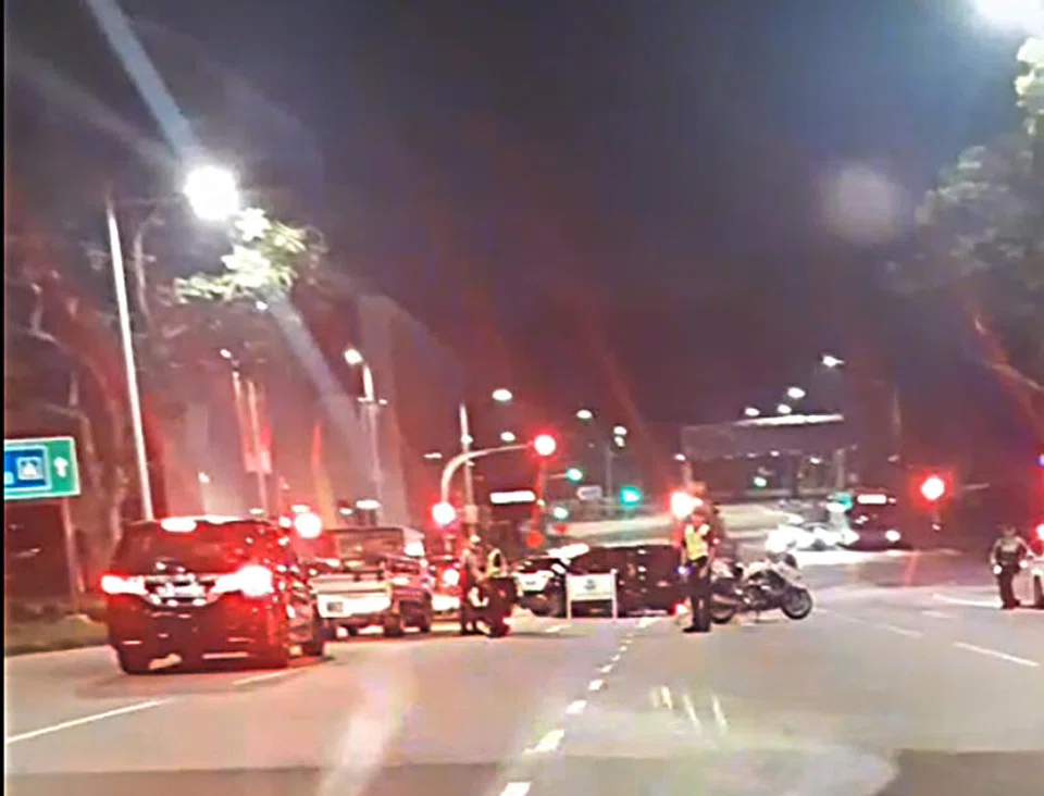 Three lanes were cordoned off.