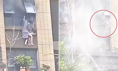 Tragic fall from burning flat in China kills 3-year-old girl, leaves mum fighting for life
