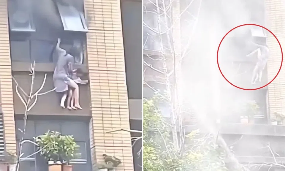 Tragic fall from burning flat in China kills 3-year-old girl, leaves mum fighting for life