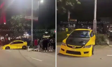 Honda Civic crashes into lamp post in Orchard after alleged street race