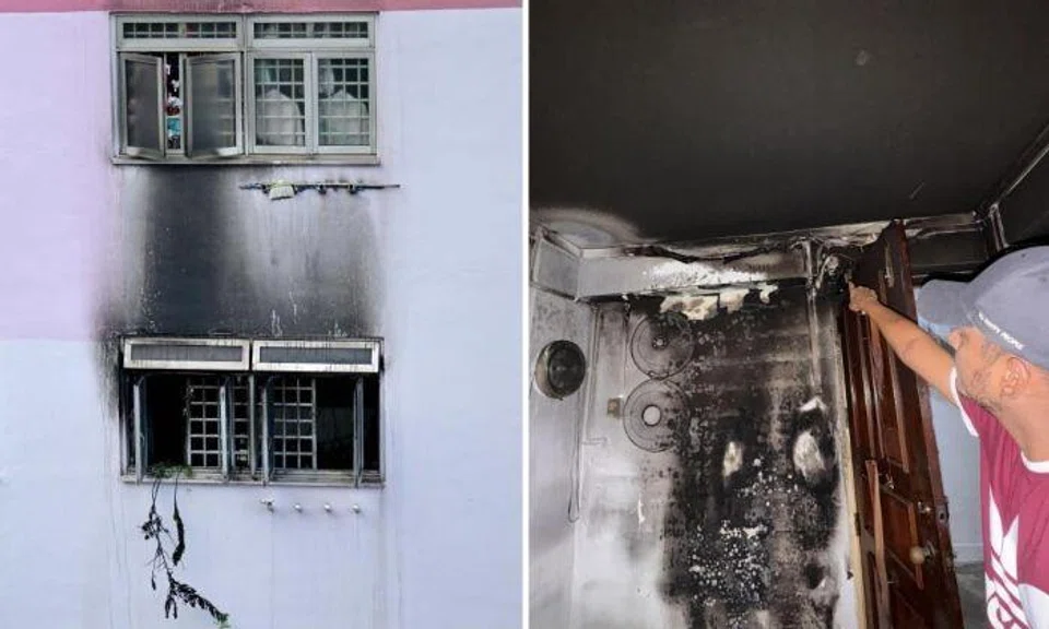 The fires took place at Block 4 and Block 3 Marsiling Road. Photos: the Straits Times, Shin Min Daily News