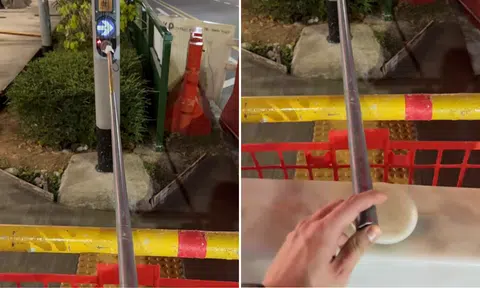 'Engineering-level improvisation': Rigged pole lets pedestrians press traffic light button despite barriers