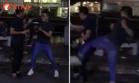 "You langgar my brother": Guy punches and kicks another man at Clarke Quay 
