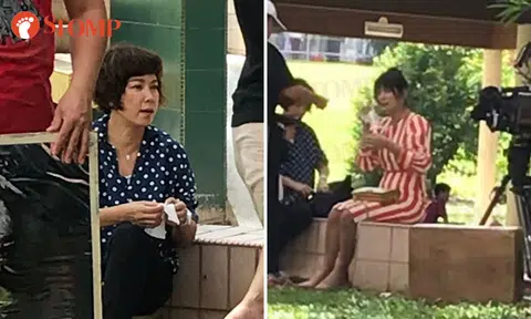 Lau Lup shares behind-the-scenes photos of Kim Ng and Pan Lingling filming in Hougang