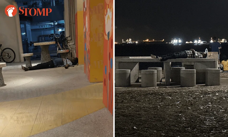 men sleeping in public