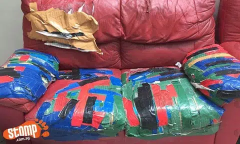 Discarded sofa at Hougang lift has clearly stood the test of time