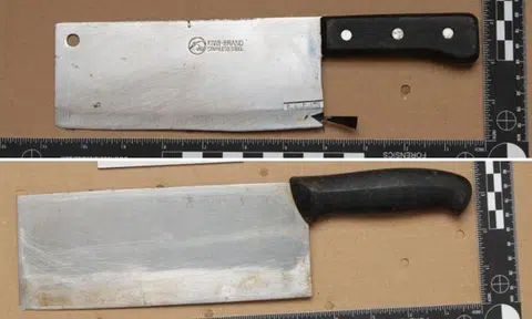 Two cleavers were seized as case exhibits.