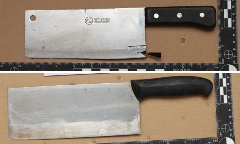 Two cleavers were seized as case exhibits.