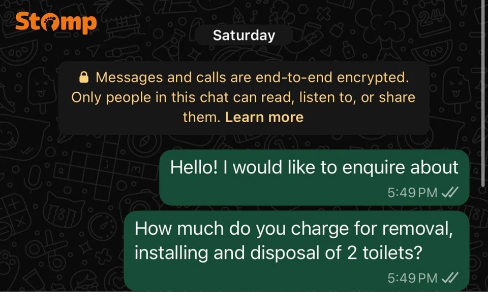 $400 or $2,600? Customer and plumbing company dispute WhatsApp quote