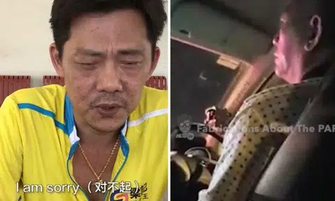 Mr Dominic Neo (left) apologises to the taxi driver (right) he shamed on live-stream video.