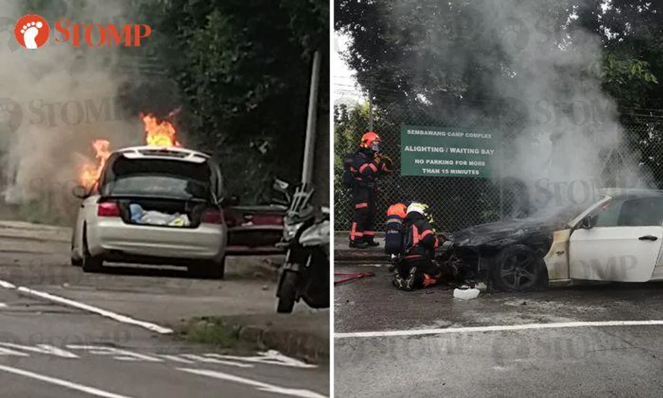 Stomper's car catches fire near Sembawang Camp