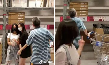 teens tiktok dance ikea middle finger