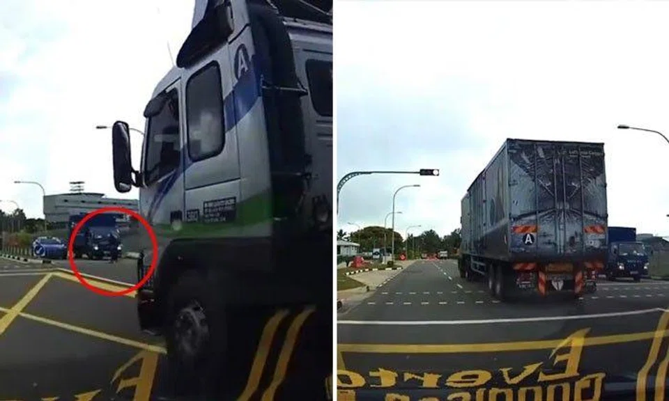 Reckless container truck driver along Nicoll Drive shows why pedestrians always look out for traffic
