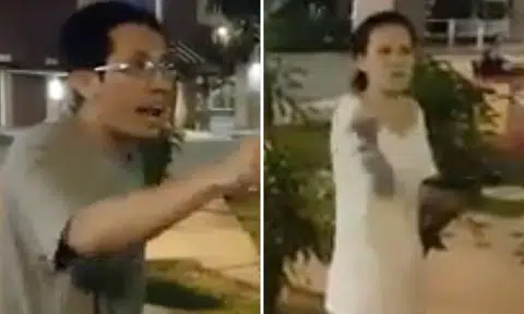 Couple scold aunties for burning and praying at foot of block