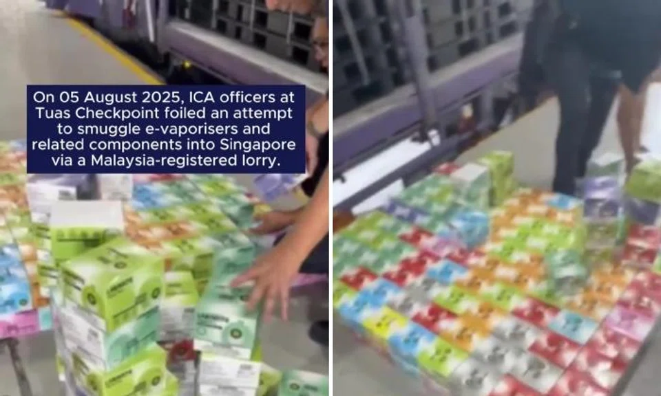 Lorry checked at Tuas Checkpoint found with 2,200 vape products hidden in cabin and toolbox compartment 