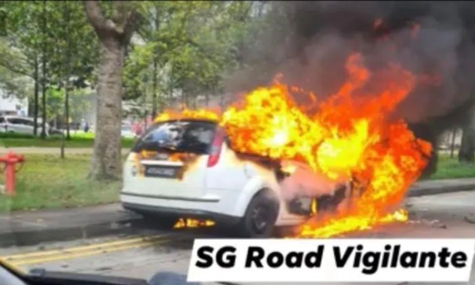 1 taken to hospital after car bursts into flames in Woodlands