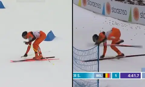 Venezuelan skier skies on snow for the first time at the world championships, fails horribly