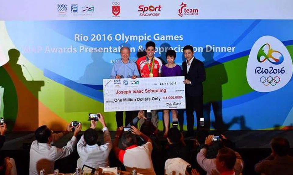 Joseph Schooling receives $1 million for Olympic gold medal