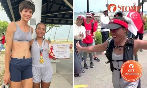 Filipino helper runs 59km for 59th National Day and charity, cheered on by employer and fellow maids