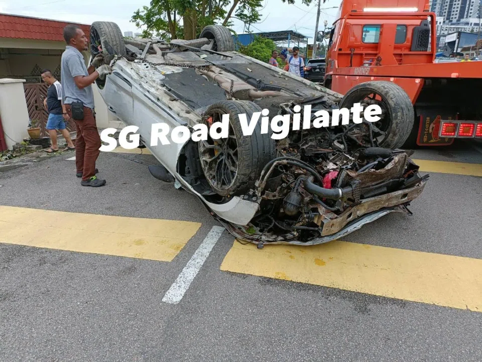 The driver was issued a summons by the police for failing to control the vehicle. PHOTO: SG ROAD VIGILANTE/FACEBOOK