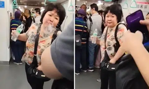 Sabrina Han Meizhen is accused of spitting water at a female passenger, causing annoyance to the latter and other members of the public.