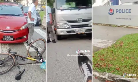'You langgar me': Cyclist accuses car driver of hitting him at zebra crossing outside Jurong police HQ