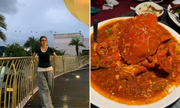 2NE1's Dara feasts on chilli crab and goes shopping at VivoCity during S'pore work trip