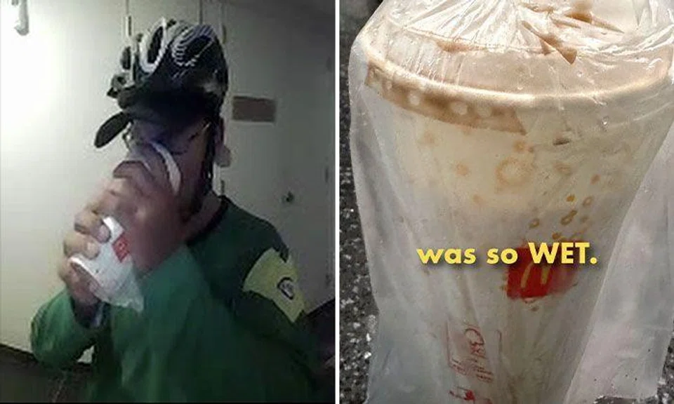 GrabFood rider banned after he was caught on video sipping on drink customer ordered from McDonald's