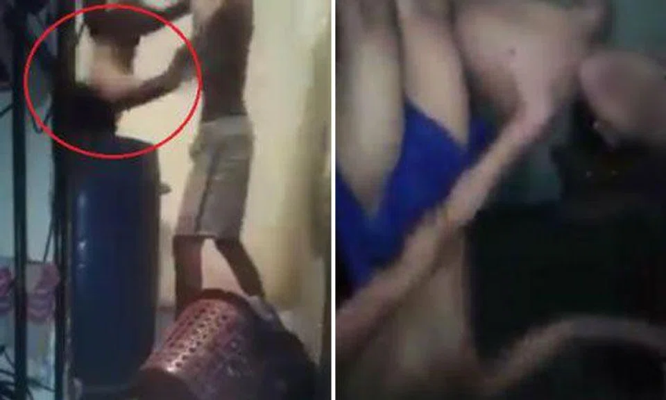 Chilling viral videos show man choking boy and caning children hung upside down