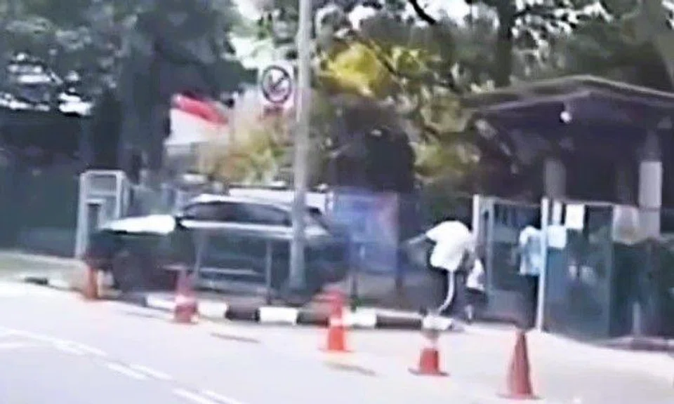 A video of the incident, which occurred at about 1.40pm along Admiralty Link, was posted on Facebook and showed the driver attempting a three-point turn.
