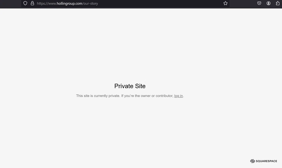 The Hollin website has been made private. PHOTO: SCREENGRAB FROM HOLLIN WEBSITE